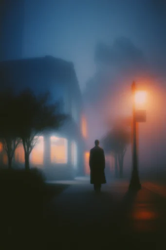 Misty Nocturnal Surrealism style reference image — cinematic fog