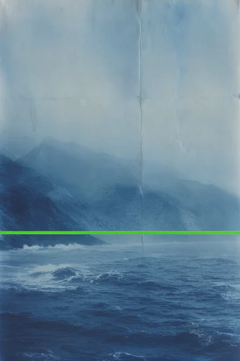 Archival Cyanotype Glitch style reference image — Prussian blue cyanotype