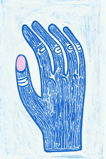 Rustic Risograph Americana style reference image — linocut illustration