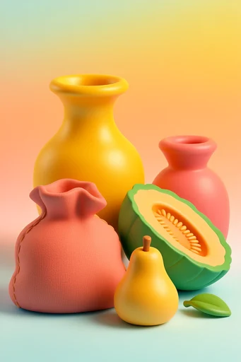 Surreal Clay Pop style reference image — vibrant matte texture