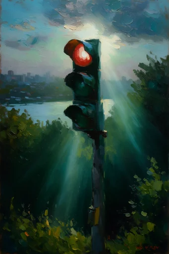 Luminous Sylvan Impressionism style reference image — thick impasto texture