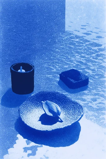 Electric Print Minimalism style reference image — risograph print