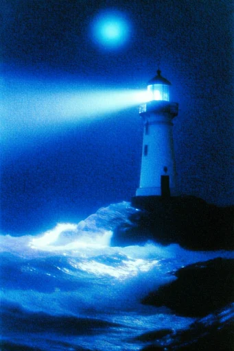 Luminous Cobalt Nocturne style reference image — high-contrast shadowplay