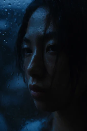 Cinematic Glacial Noir style reference image — intense emotive gaze