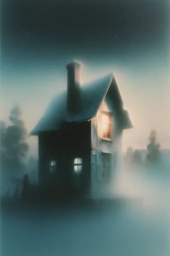 Ethereal Spectral Noir style reference image — grainy film texture