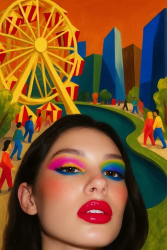 Hyper-Glossy Surrealist Pop style reference image — hyper-saturated