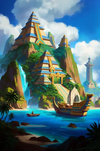 Lush Mythic Solarpunk style reference image — dramatic golden hour