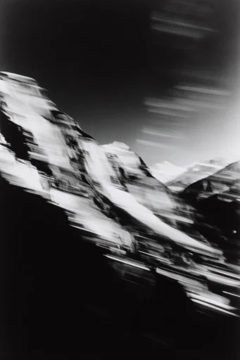 Kinetic Noir Abstraction style reference image — high-contrast black and white