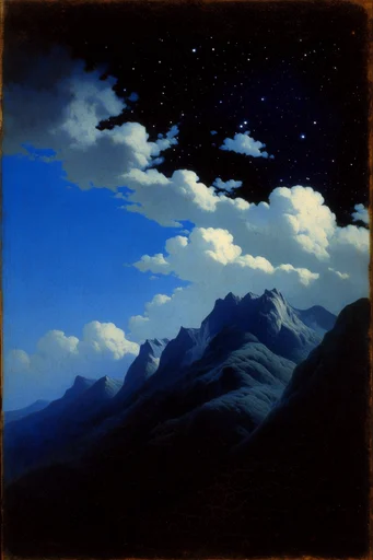 Celestial Surrealist Dichotomy style reference image — surrealist oil painting