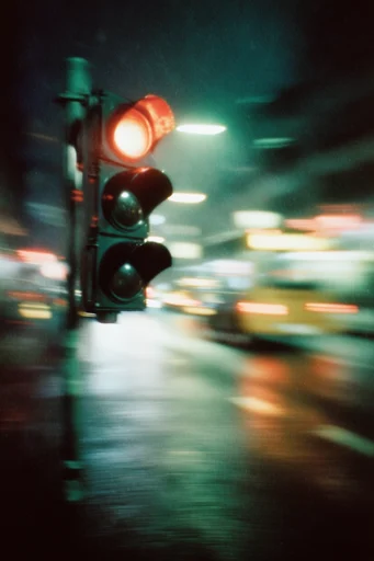 Kinetic Nocturnal Impressionism style reference image — analog film grain
