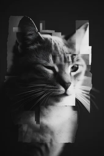 Gritty Monochromatic Collage style reference image — chiaroscuro lighting