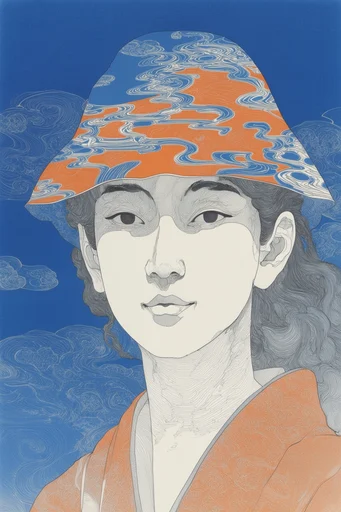 Graphic Ukiyo-e Modernism style reference image — fine line work