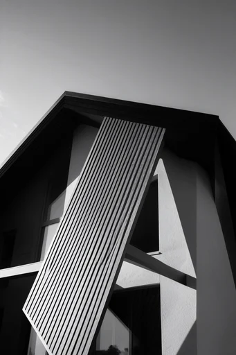 Monochromatic Structural Noir style reference image — geometric abstraction