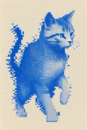 Digital Risograph Minimalism style reference image — duotone blue and cream