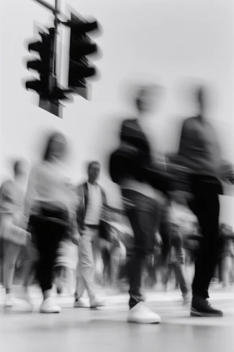 Kinetic Monochrome Distortion style reference image — surrealist monochrome