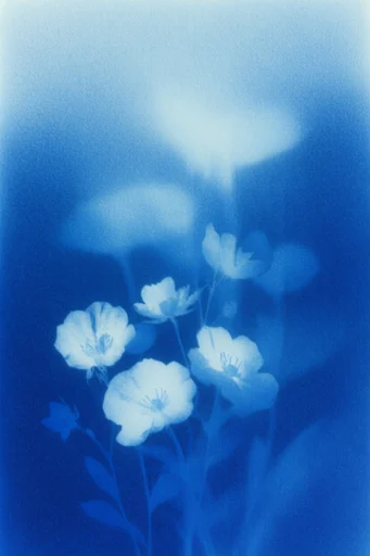 Ethereal Cobalt Grain style reference image — stippled airbrush effect