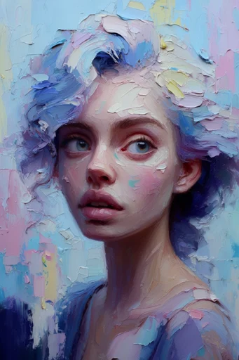 Tactile Impasto Expressionism style reference image — saturated pastel and primary palette