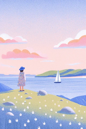 Textured Surreal Folk style reference image — risograph print style