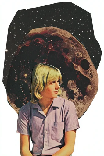 Vintage Cosmic Surrealism moodboard — generate AI images in this style