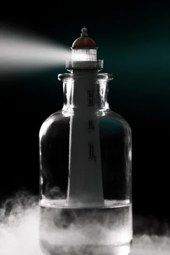 Luminous Abyssal Noir style reference image — translucent glass reflections