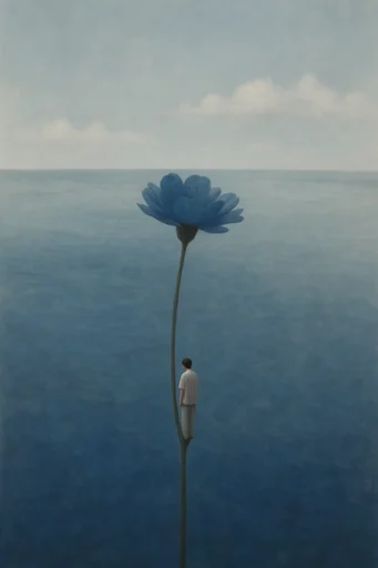 Muted Surrealist Minimalism style reference image — dreamlike existentialism