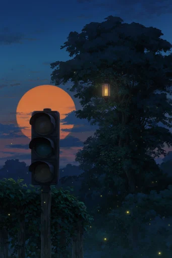 Luminous Twilight Fantasy style reference image — twilight blue and warm orange