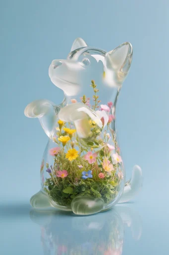 Translucent Biophilic Glassmorphism style reference image — minimalist studio lighting