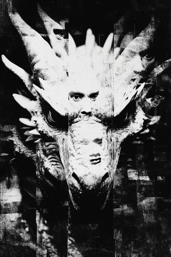 Fractured Analog Horror style reference image — double exposure