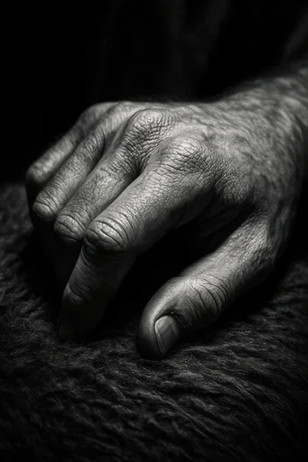 Monochromatic Gothic Chiaroscuro style reference image — deep shadow