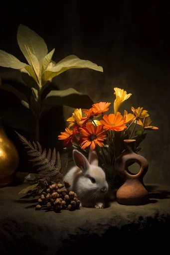 Luminous Chiaroscuro Botanical style AI image example 3