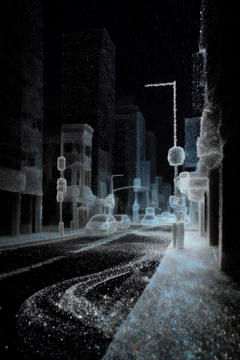 Luminous Cosmic Pointillism style reference image — glowing micro-particle rendering
