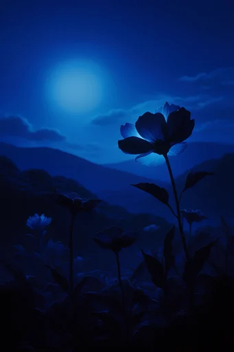 Nocturnal Cobalt Surrealism style reference image — dreamlike silhouette