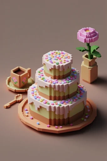Cozy Isometric Voxel style reference image — MagicaVoxel render