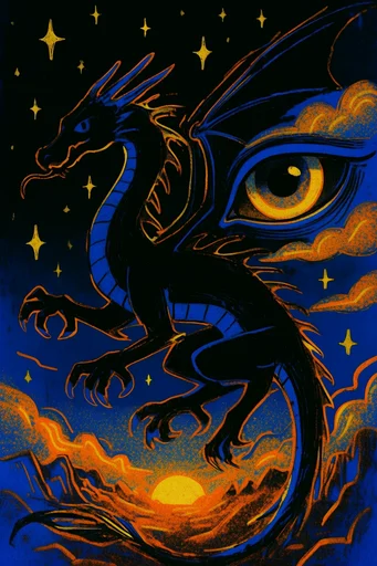 Nocturnal Cyber-Gothic Expressionism style reference image — glowing amber and indigo
