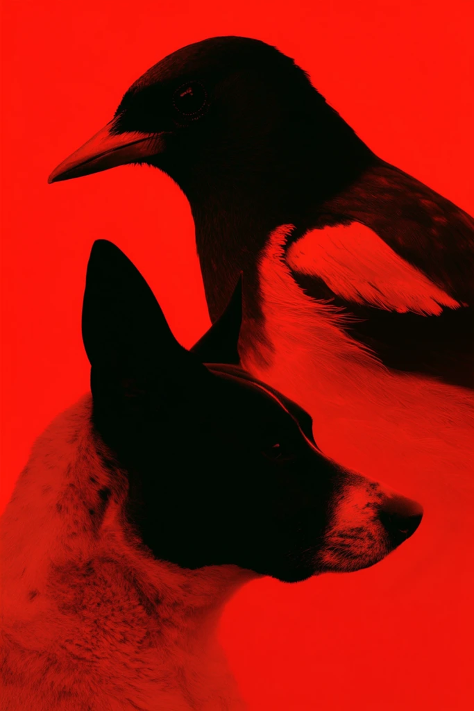 Graphic Crimson Minimalism style AI image example 3