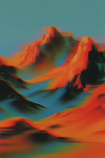 Cinematic Glitch Noir style reference image — horizontal scanlines