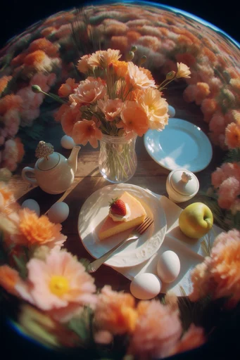 Surreal Fisheye Floral style reference image — worms-eye view