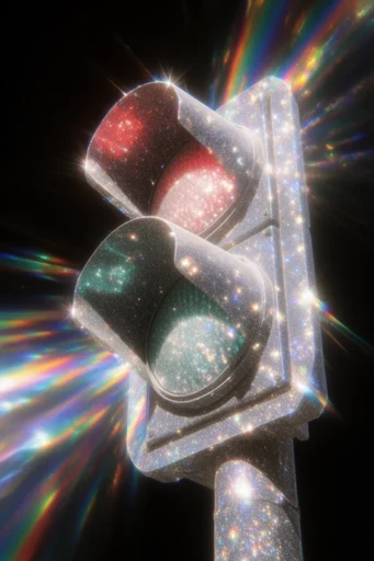 Cosmic Prismatic Glow style reference image — cosmic glitter makeup