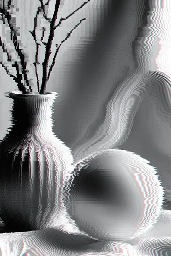Monochrome Glitch Topology style reference image — monochrome digital glitch