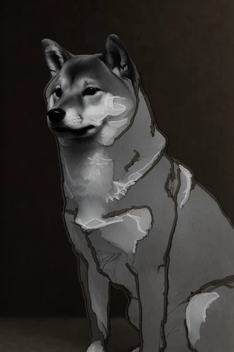 Monochromatic Surrealist Noir style reference image — surrealist collage