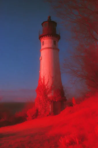 Surreal Infrared Crimson style reference image — high-contrast color blocking