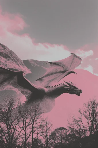 Gritty Noir Risograph style reference image — high-contrast black and pink