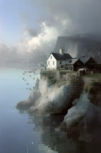 Fragmented Digital Elegance style reference image — data corruption