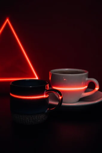 Crimson Contour Minimalism style reference image — glowing crimson contour