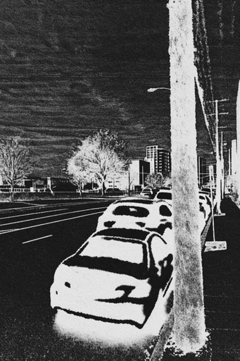 Analog Glitch Noir style reference image — spectral silhouette