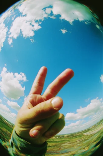 Sun-Drenched Fisheye Dreamscape style reference image — circular vignette