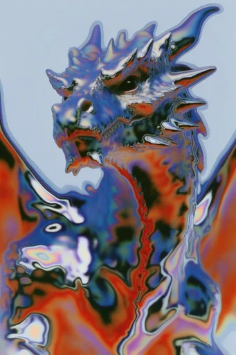 Thermal Liquid Chrome style reference image — dithered grainy texture