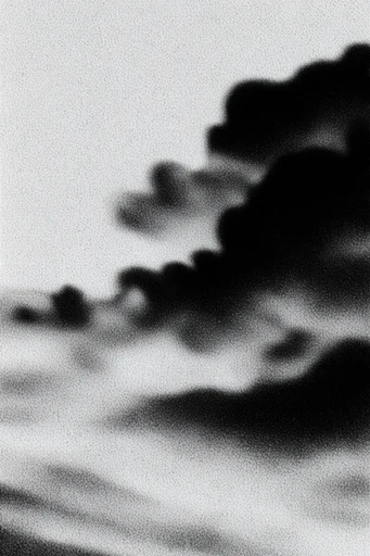 Monochrome Granular Noir style reference image — heavy film grain