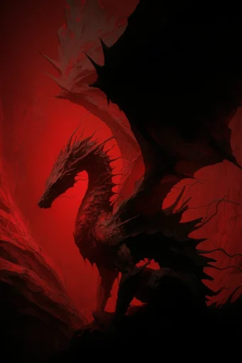 Crimson Noir Surrealism style reference image — textured organic forms