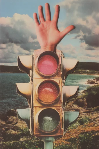 Nostalgic Surrealist Collage style reference image — surrealist photomontage